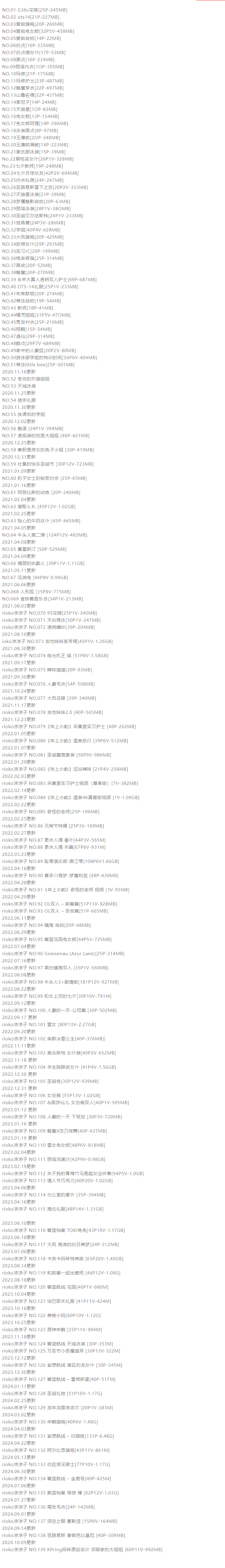 Rioko凉凉子cos作品合集，建议每天复习